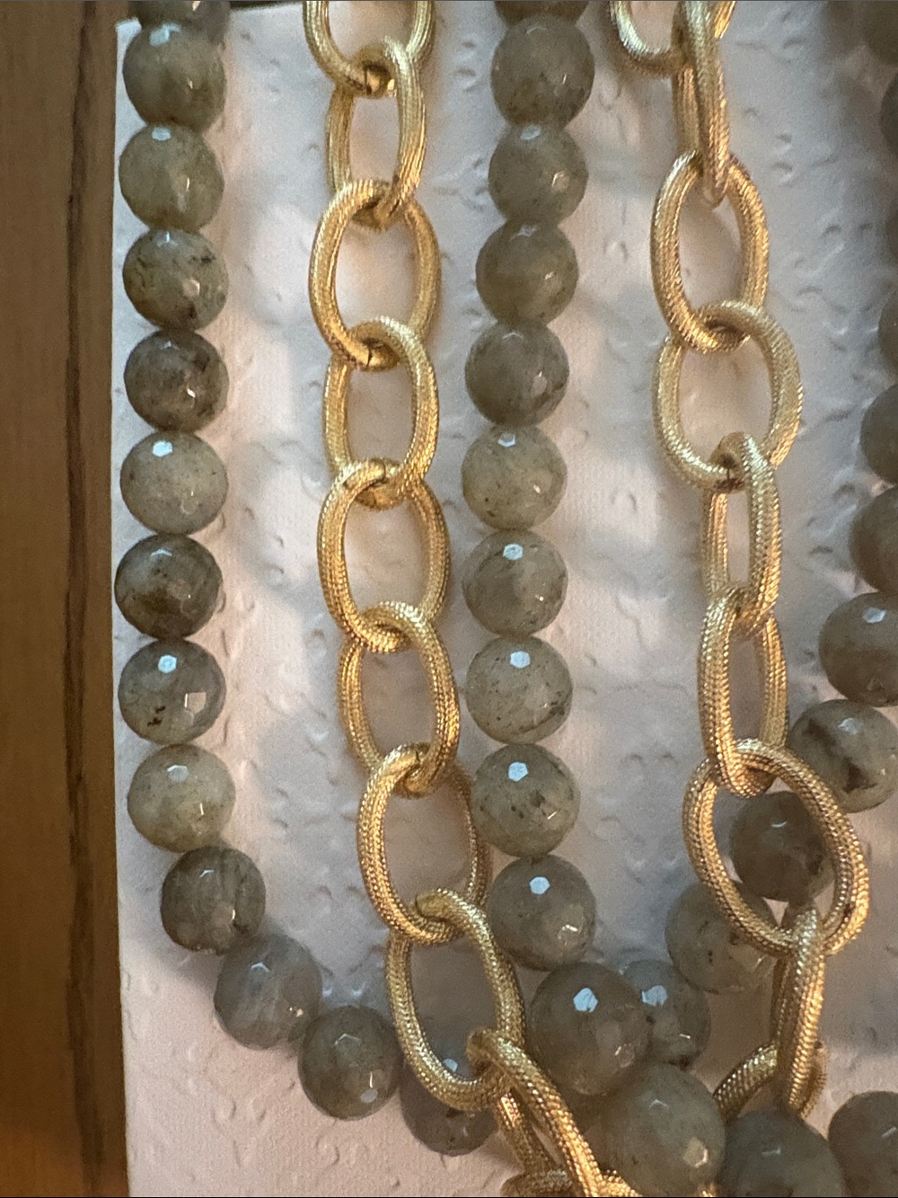 NIBWT Susan Shaw Gray Labradorite and Gold Statement Triple Layer Necklace - Picture 6 of 17